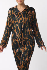 Luxe Leopard Print Shirt & Trouser Pyjama Set