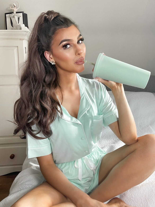 Modal Cotton Super-Soft Mint Shirt and Short PJ Set